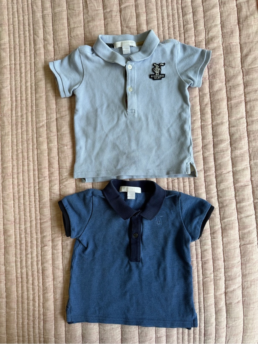 Burberry Kids Polo Shirts - Light Blue & Navy - Sizes: 12 and 18 months